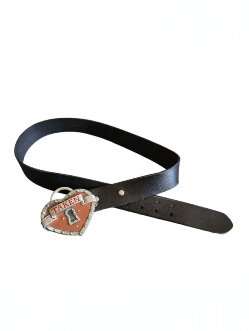 Cowgirl Western Belt TAKEN Heart Big Buckle Leather Size Medium